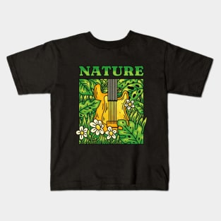 Electric Guitar With Plants and Flowers Kids T-Shirt